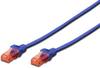 Digitus DK-1617-050/B-BU RJ45 sieťové káble, prepojovacie káble CAT 6 U/UTP 5.00 m modrá samozhášavý, bez halogénov, netienený 1 ks