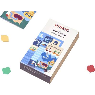 'PRIMO Blue Ocean Adventure Pack 3' v balení s farebnými kartami a tvarmi, vhodné pre deti od 3 rokov.
