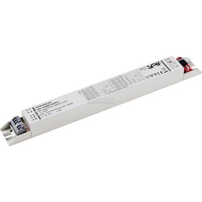 Obdĺžnikový napájací zdroj pre LED s technickými špecifikáciami a konektormi na oboch koncoch, vhodný pre LED osvetlenie.