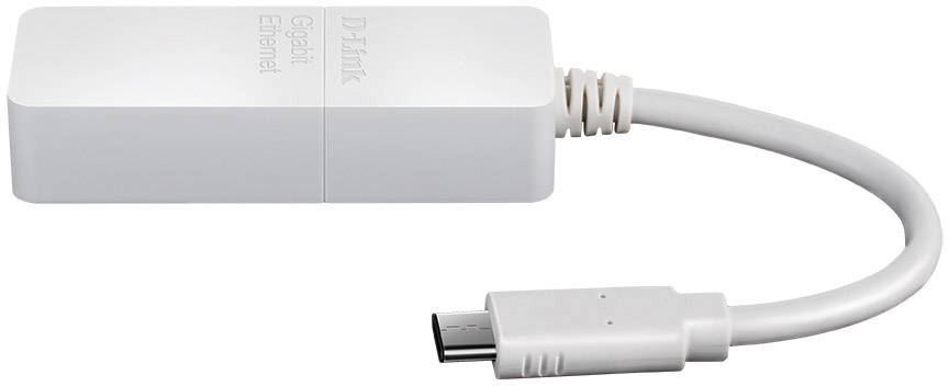 Biely USB-Ethernet adaptér s krátkym káblom, ktorý sa končí Micro-USB konektorom.