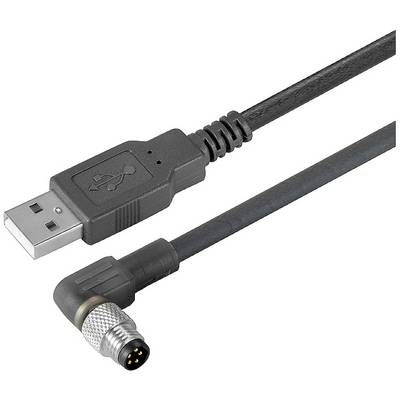 USB kábel so 4-pólovým uhlových konektorom na čiernom kábli, vhodný pre elektronické prepojenia.