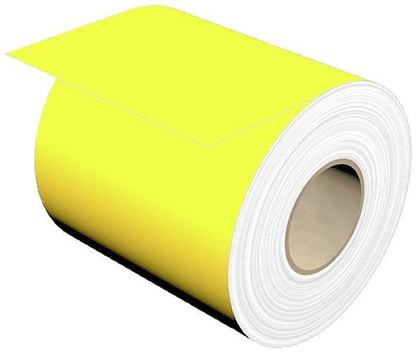 Rolka zo žltého materiálu s bielym okrajom na neutrálnom pozadí.