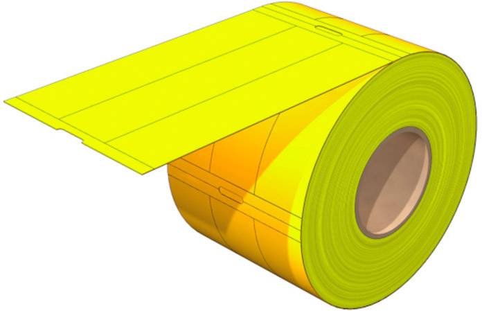 Žltá rolka reflexného materiálu so viditeľným pásom, pravdepodobne používaná pre bezpečnostné alebo dopravné značenia.