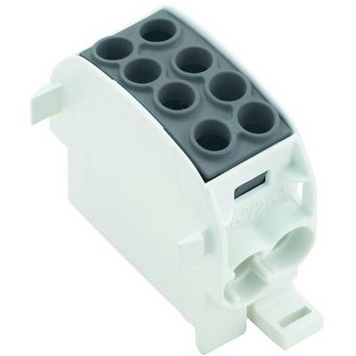 Bielo-sivý elektrický pripojovací kábel s viacerými okrúhlymi zásuvkami, vhodný pre zavedenie káblov do elektrického zariadenia.