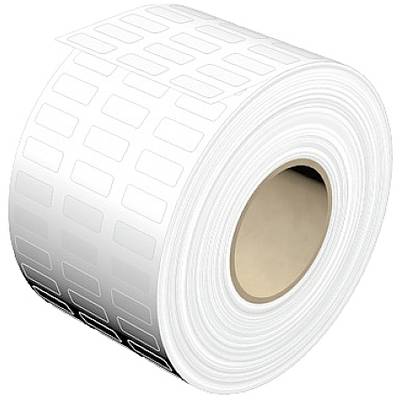 Rolka s bielymi etiketami na podkladovom papieri, pripravená na odlepenie a nalepenie.