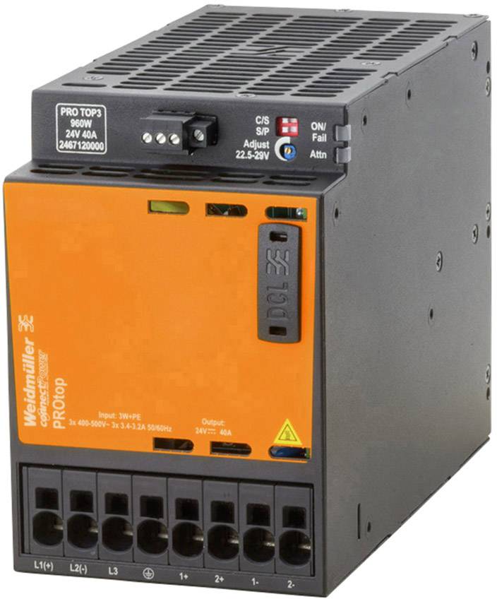 Weidmüller PRO TOP3 960W 24V 40A Alimentatore switching 24 V/DC 40 A 960 W Contenuto 1 pz.