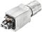 LC-duplexný konektor v kovovom kryte pre sieťovú techniku.