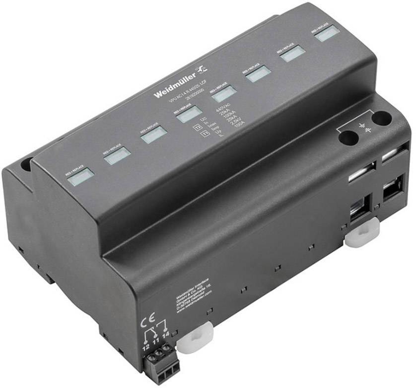 Modul Weidmüller u-remote IP20 v čiernom kryte s viacerými modrými stavovými LED diódami a prípojkami na stranách.