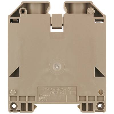 Jeden individuálny radový svorkovnicový kryt Weidmüller v béžovej farbe, model 'WDU 70N'. Vhodný pre 1000V a káble s prierezom 70 mm².