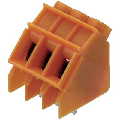 Oranžový konektor s tromi zásuvkami, kompaktná konštrukcia, vhodný pre elektrické prepojenia.