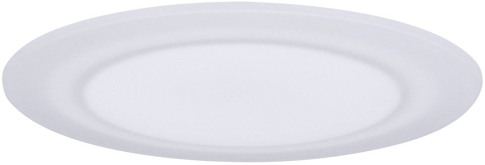 Jednoduchý, biely, okrúhly tanier na bielom pozadí.