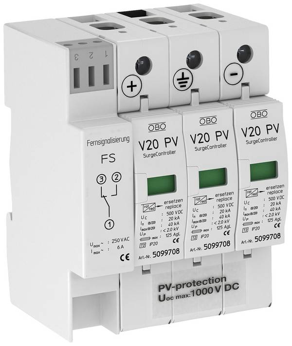 OBO Bettermann 5094574 V20-C 3PHFS-1000 zvodič prepätia   20 kA  1 ks
