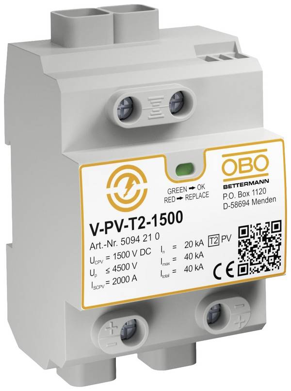 OBO Bettermann 5094210 V-PV-T2-1500 zariadenie s prepäťovou ochranou   40 kA  1 ks
