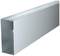 Obdĺžnikový kovový kanál, sivej farby, pravdepodobne určený pre elektrické káble alebo ventilačné systémy.