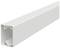 Biely plastový káblový kanál v štvorcovom tvare, s otvorom pre káble, zobrazený z bočného pohľadu.