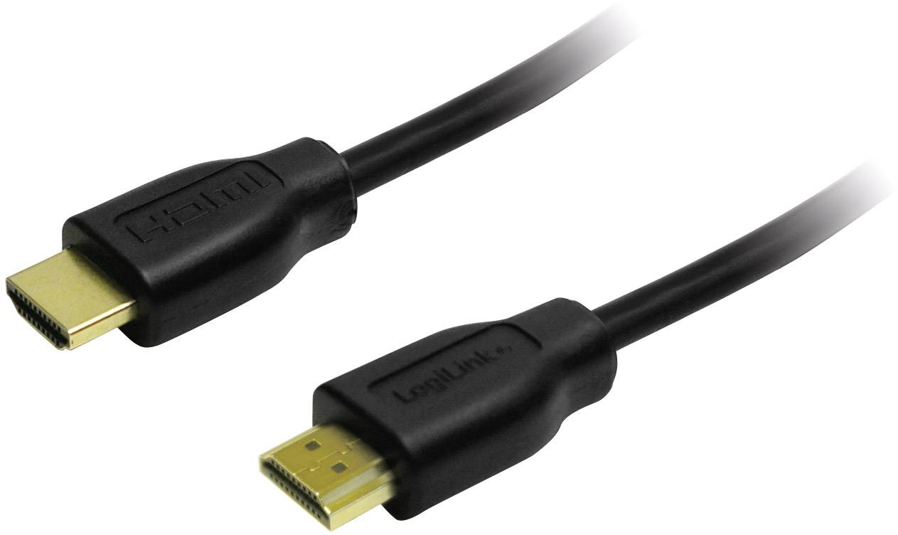 Čierny HDMI kábel so zlatými koncovkami, vhodný na prepojenie digitálnych audio a video zariadení.