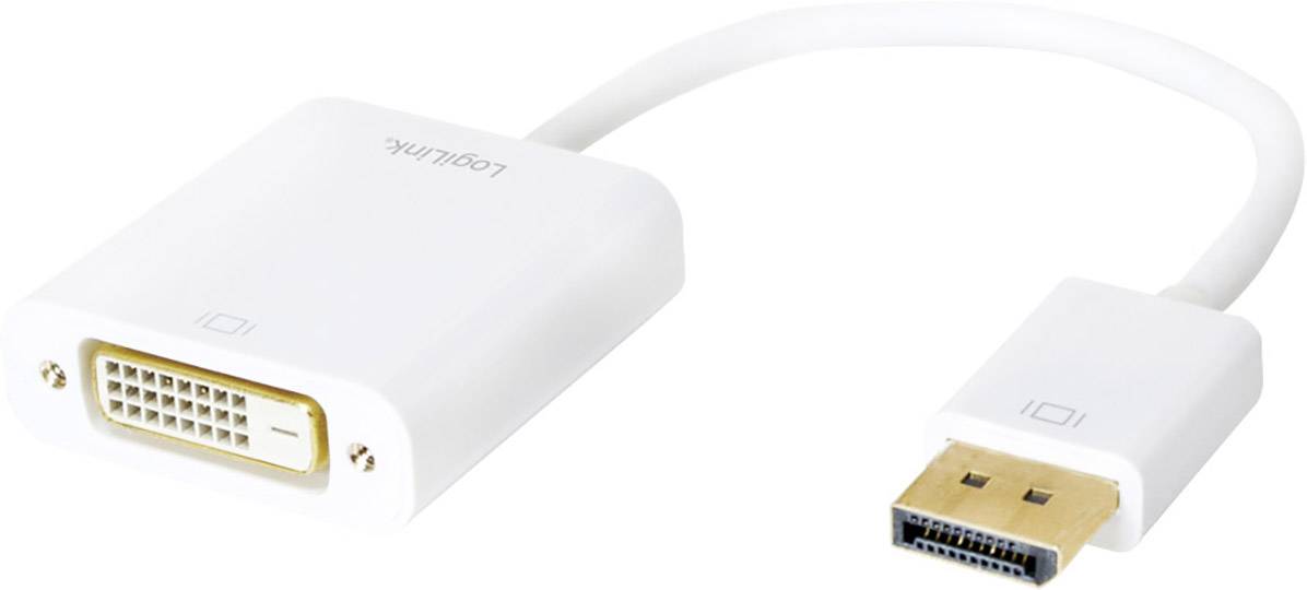 Adaptérový kábel s DisplayPort konektorom a DVI zásuvkou, používaný na pripojenie počítačov k monitorom alebo projektorom.