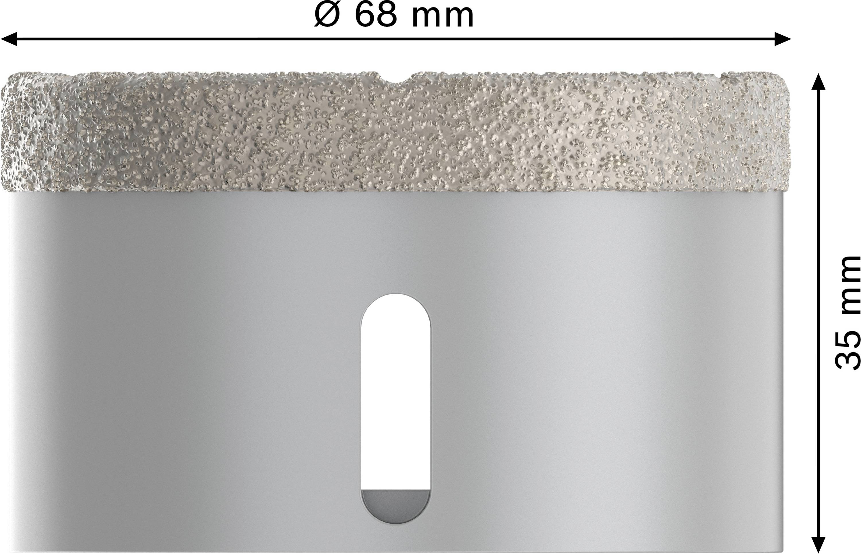 Diamantová vrtacia koruna, priemer 68 mm, výška 35 mm.