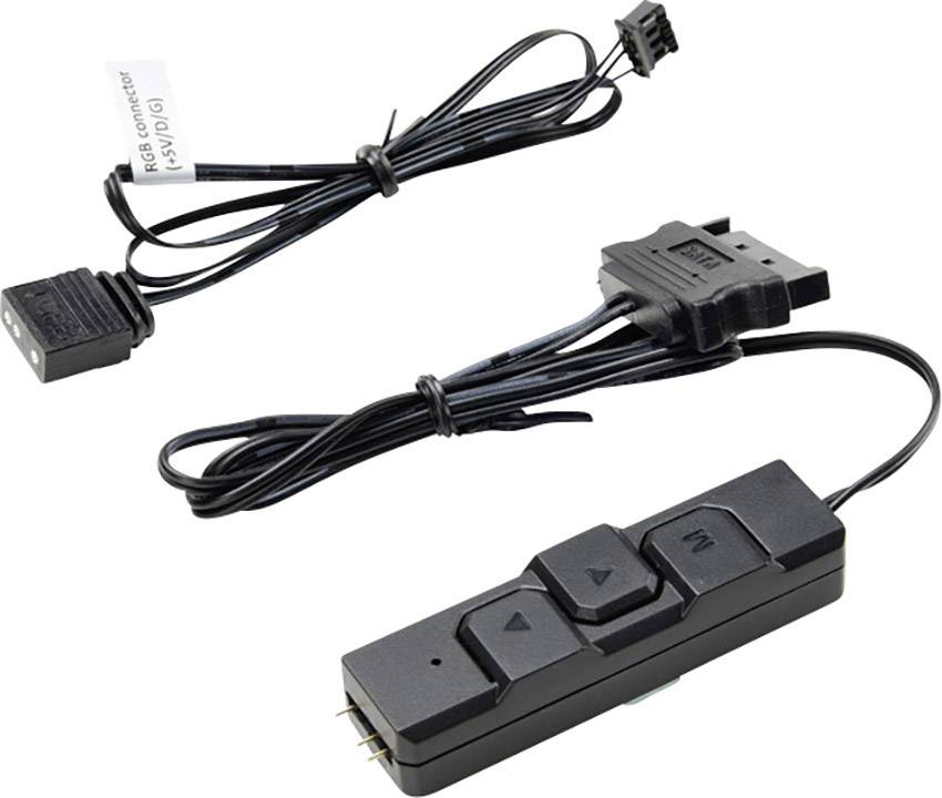 Čierna ovládacia doska s tromi tlačidlami, prepojená káblami. Ďalší kábel má konektor s etiketou 'Reset Connector (F1/F1G1)'.