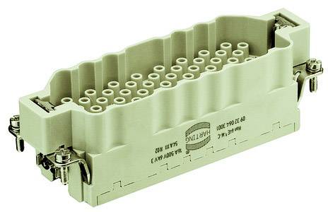 Obdĺžnikový, viacpólový elektrický konektor s niekoľkými kruhovými prípojnými otvormi a dvoma bočnými kovovými skrutkami.