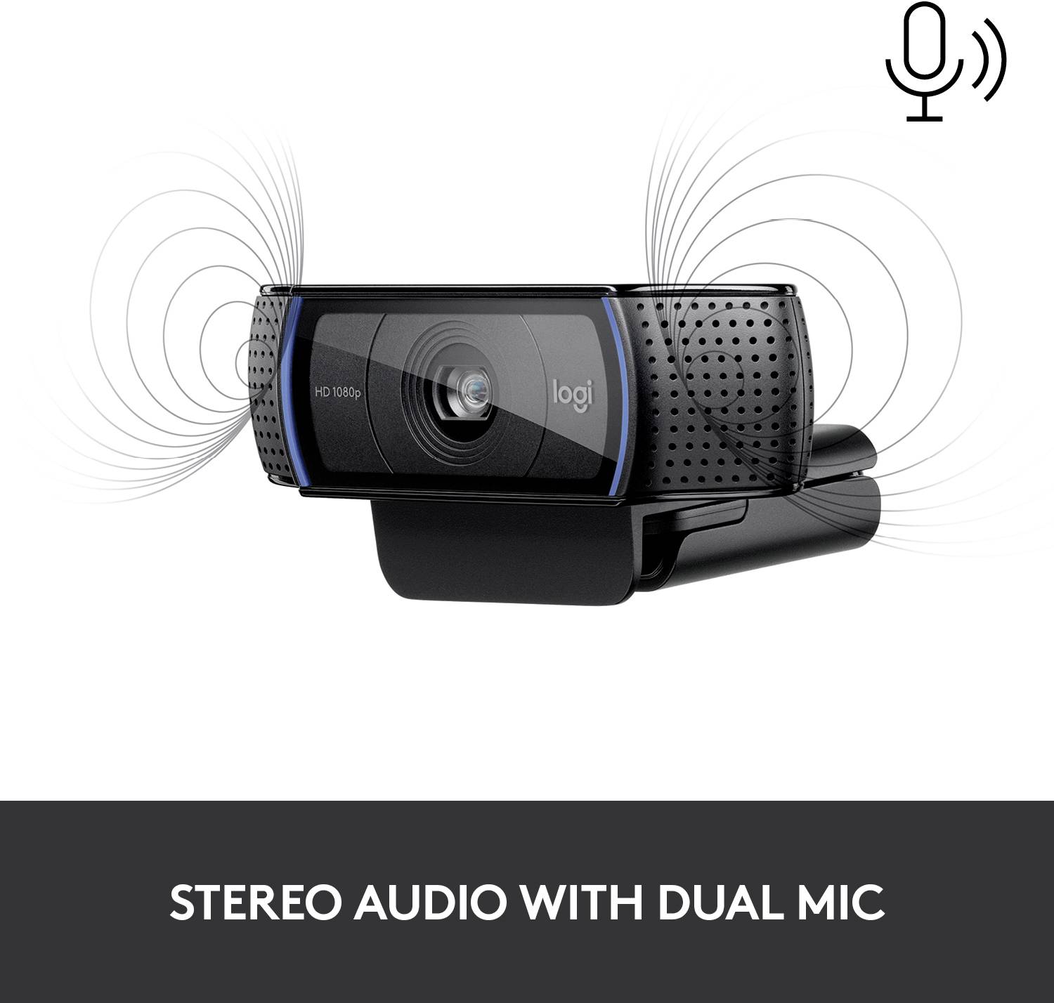 Webkamera s dvomi mikrofónmi pre stereozvuk, podporuje HD 1080p video nahrávanie.