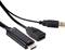 USB-HDMI adaptér: vľavo konektor HDMI, vpravo konektor USB. Umožňuje prepojenie zariadení s rozdielnym typom konektorov.
