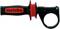 Čierny a červený rukoväť Metabo pre elektrické náradie, s ergonomickým dizajnom a úchytkou na upevnenie.
