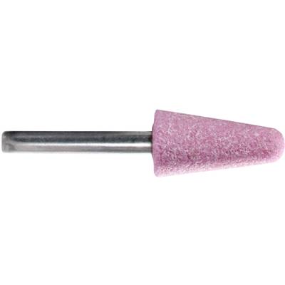 Brúsna hlava Rosa Schleifkopf s kužeľovitým tvarom a kovovým kolíkom na upevnenie do vŕtacieho nástroja, používaná na brúsenie alebo leštenie.