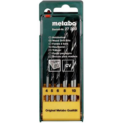 Metabo sada vrtákov do dreva, 5-dielna, veľkosti 4, 5, 6, 8, 10 mm. Stĺpikové vrtáky pre drevárske práce. Originálna Metabo kvalita.