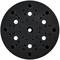 Okrúhly, čierny disk s niekoľkými otvormi v pravidelných intervaloch, pravdepodobne súčasť mechanického alebo technického zariadenia.