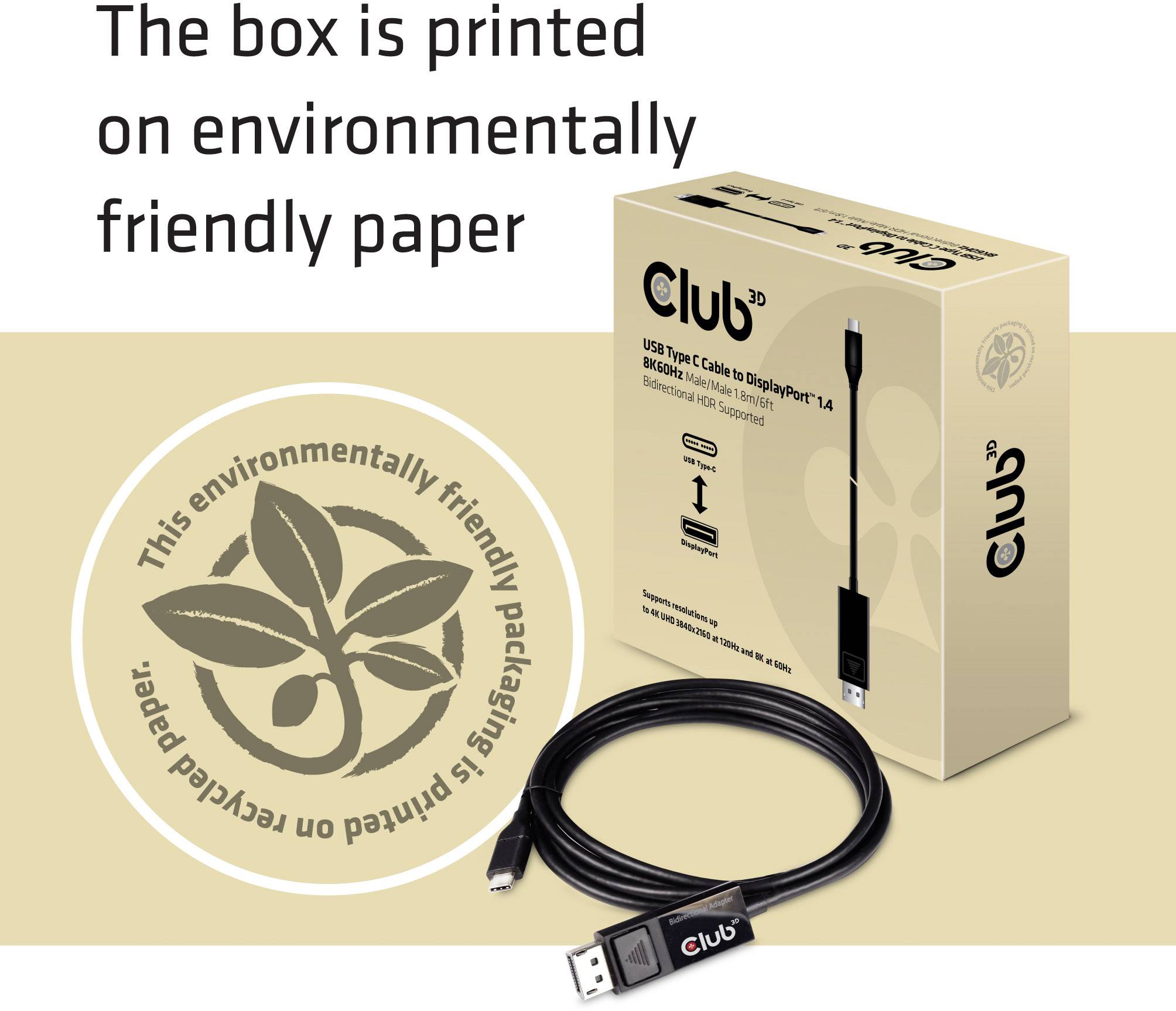 Balenie s USB káblom obsahuje štítok s nápisom: "Toto environmentálne šetrné balenie je vytlačené na recyklovanom papieri".