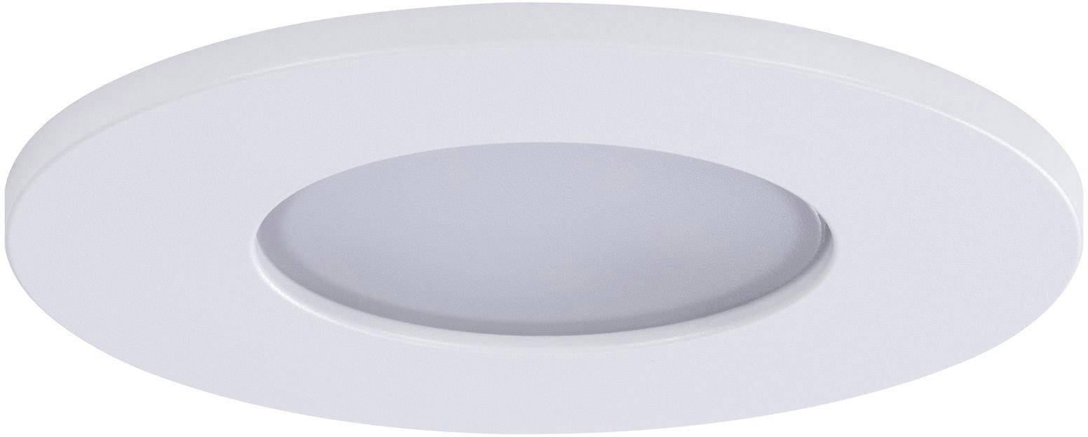 Okrúhle biele LED zapustené svietidlo s hladkým povrchom a centrálnym mliečnym sklom, určené na montáž do stropov alebo stien.