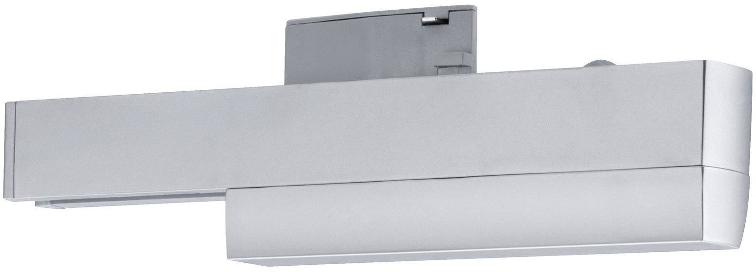 Strieborný samozatvárač dverí v tvare obdĺžnika, vhodný na automatické zatváranie dverí v budovách.