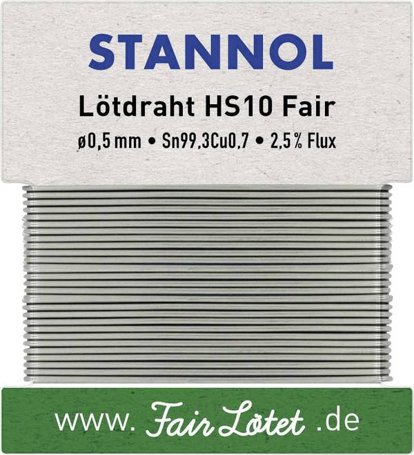 Stannol HS10Fair spájkovací cín bez olova bez olova Sn99,3Cu0,7 ROM1 10 g 0.5 mm