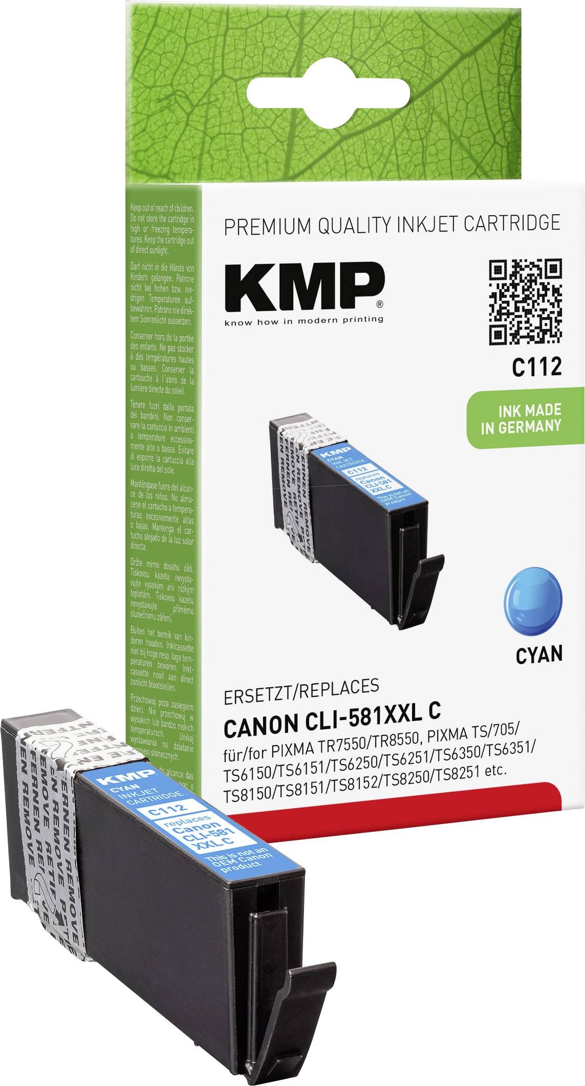 Cartuccia KMP Compatibile sostituisce Canon CLI-581C XXL Ciano C112 1578,0203