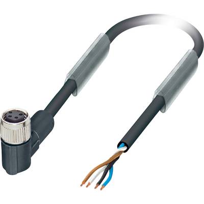 Čiernučký elektrický kábel so štandardne odizolovanými koncami a zahnutou zástrčkou na druhej strane, vhodný pre technické aplikácie.