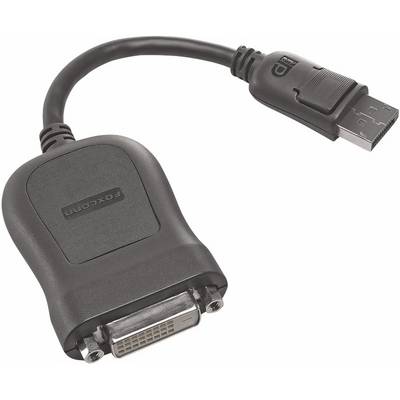 Čierny adaptér s DisplayPort konektorom na jednej strane a DVI portom na strane druhej.