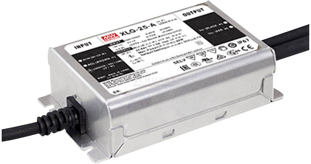 MW Mean Well XLG-25-A Driver per LED Potenza costante 25 W 250 mA - 1.05 A 22 - 54 V/DC Circuito PFC, regolabile, non dimmerabile, Montaggio su superf