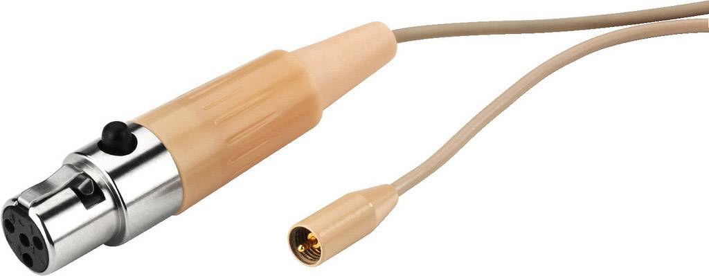 Béžový audio mikrofónový kábel s 5-pinovým zásuvkovým konektorom a mini konektorom pre profesionálne audio aplikácie.