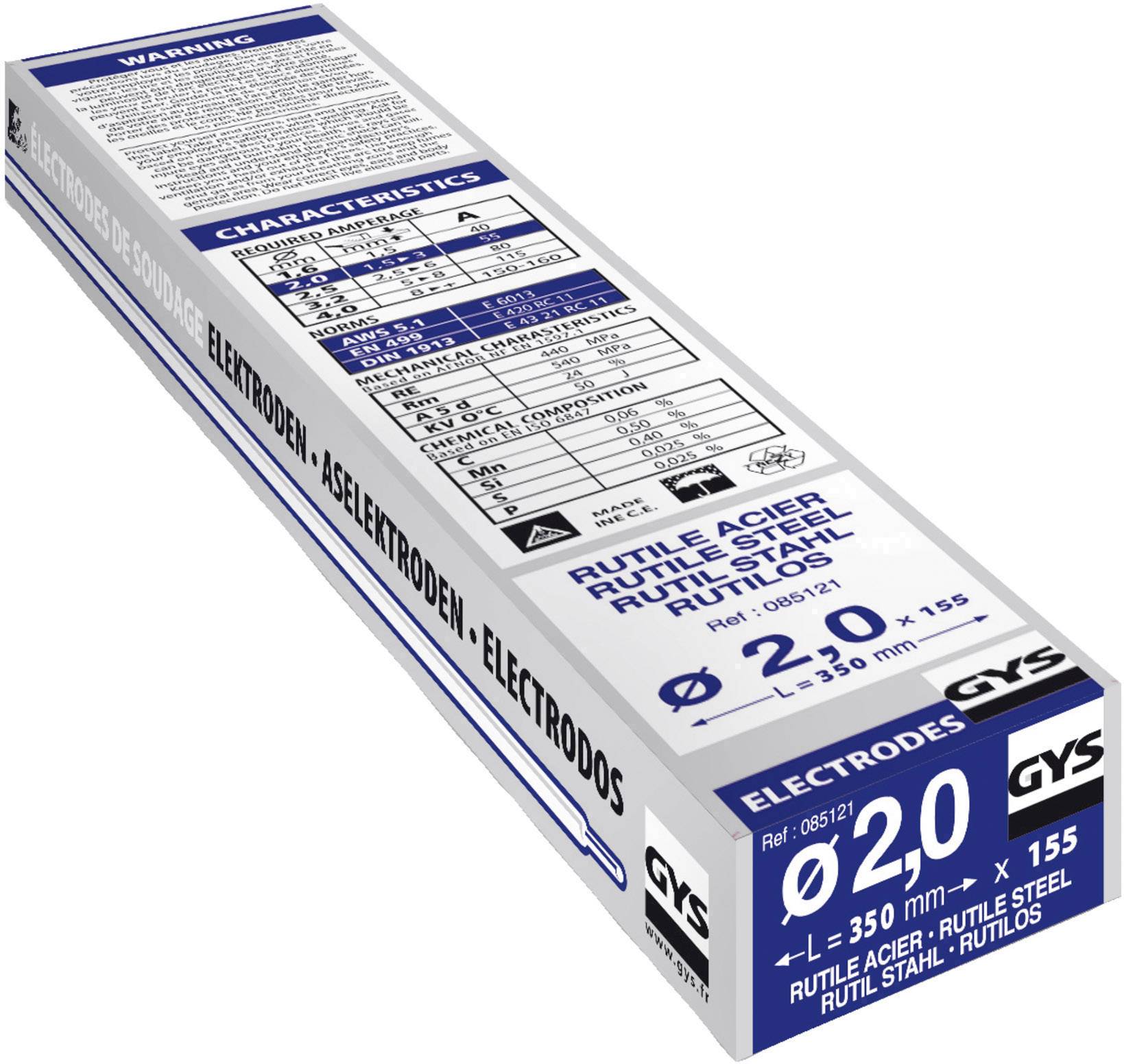 GYS GY 38 Typ Elettrodi per saldatura 155 pz. (Ø x L) 2 mm x 350 mm 55 A (max.)