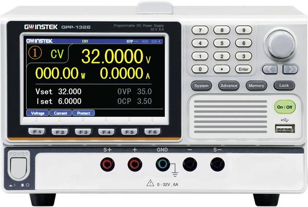 GW Instek GPP-1326 laboratórny zdroj s nastaviteľným napätím, Kalibrované podľa (DAkkS), 0 - 32 V, 0 - 6 A, RS-232, USB, možné programovať, výstup 1 x, 01PP132630GS
