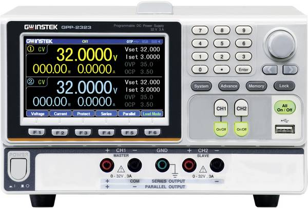 GW Instek GPP-2323 laboratórny zdroj s nastaviteľným napätím, Kalibrované podľa (ISO), 0 - 32 V, 0 - 3 A, RS-232, USB, možné programovať, výstup 2 x, 01PP232330GS