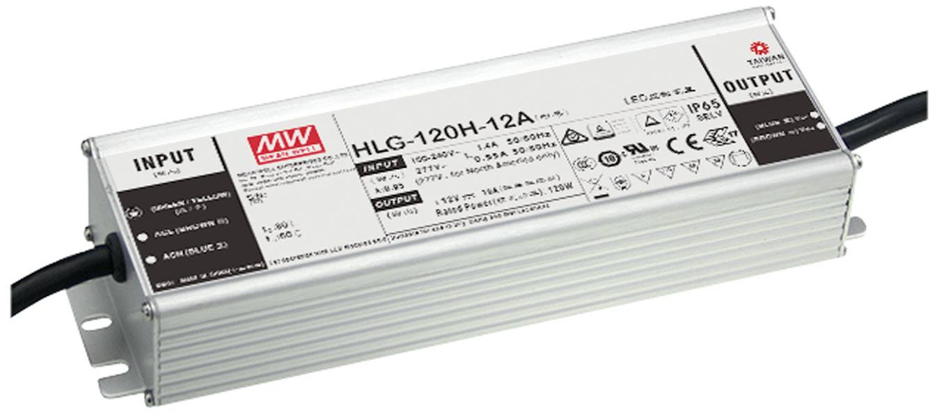 MW Mean Well HLG-120H-24AB Driver per LED Tensione costante 120 W 2.5 - 5 A 22 - 27 V/DC dimmerabile, Funzione dimmer 3 in 1, regolabile, Circuito PFC