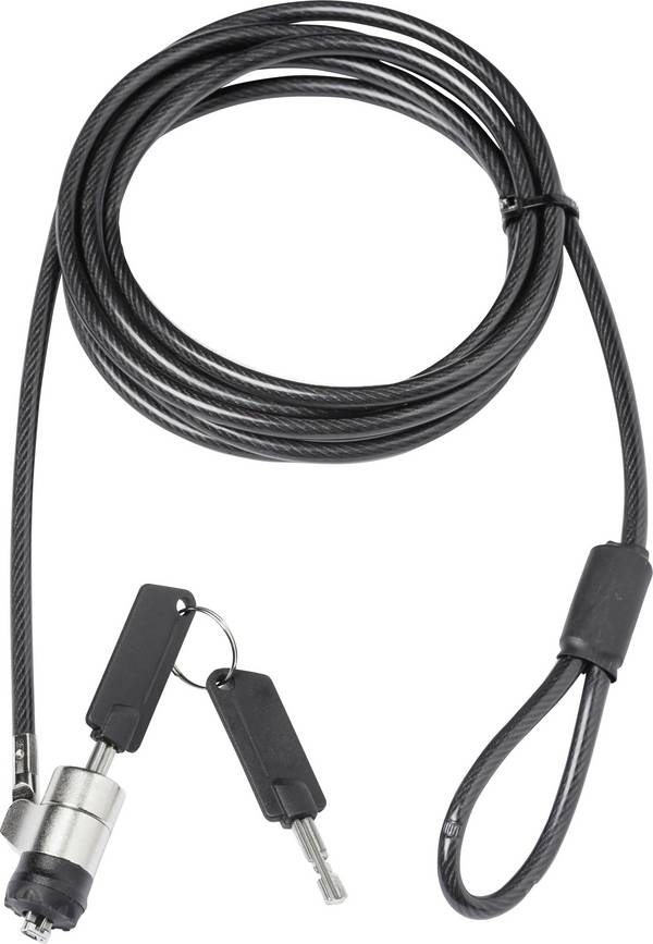 Dicota káblový zámok pre notebooky, kódový  zámok s kľúčom ďalšie kľúč slúži ako náhradný 2 m Security T-Lock Pro, Single (3 x 7 mm slot)
