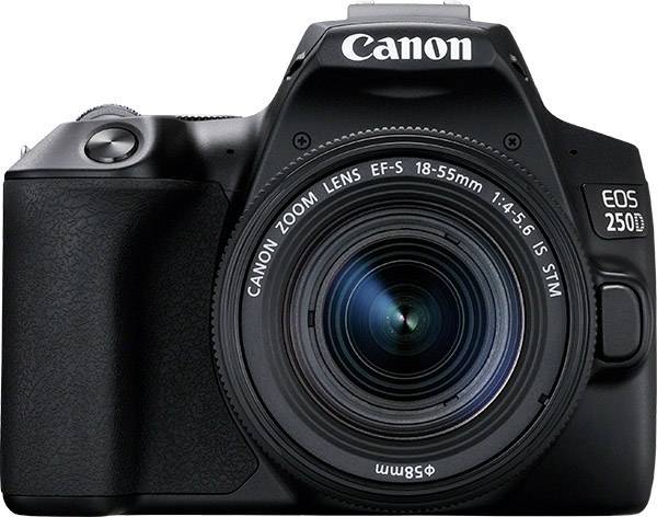 Canon EOS 250 D Digitale spiegelreflexcamera Incl. EF-S 18-55 mm IS lens 25.80 Mpix Zwart 4K video, Bluetooth, Draai- en zwenkbare display, WiFi