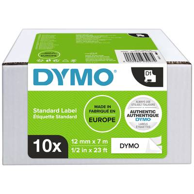 Zelený obal štandardných štítkov značky DYMO. Nápis: "Vyrobené v Európe", "Authentic Authentique DYMO", veľkosť: 12 mm x 7 m.