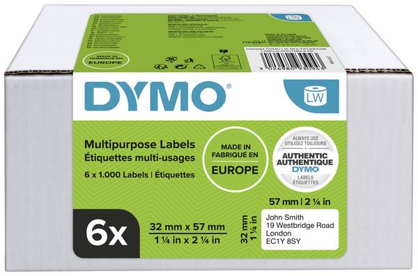 DYMO etikety v roli kombinované balenie 2093094 2093094 57 x 32 mm papier  biela 6000 ks trvalé univerzálne etikety