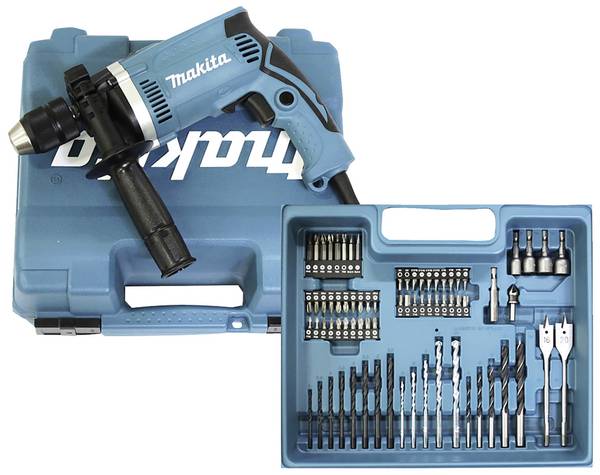 Makita HP1631KX3 príklepová vŕtačka, 1-cestný, 710 W, vr. príslušenstva, + púzdro, HP1631KX3