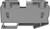Sivá plastová svorka obdĺžnikového tvaru s viacerými výrezmi a otvormi, pravdepodobne určená pre elektrické spoje vedení.