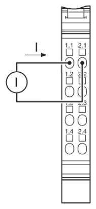 Schéma zapojenia znázorňuje elektrický obvod s vedením ku svorke 'I'. Prepojenia na svorky '1.1' a '1.2' sú vyznačené.